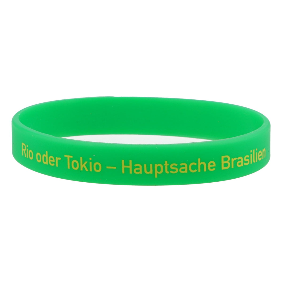 Shatlers Armband Gummi Grün "Rio oder Tokio - Hauptsache Brasilien"