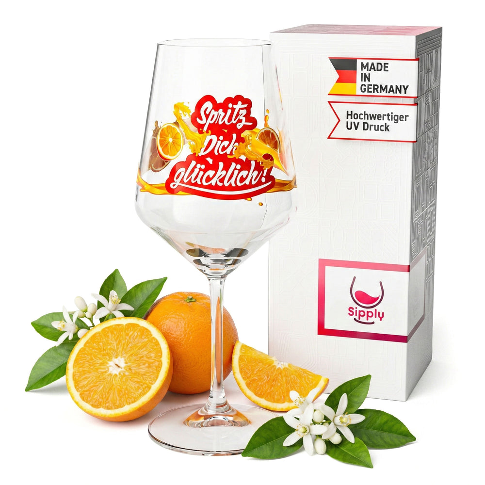 Sipply Aperitifglas Summer Vibes mit Spruch Spritz Dich glücklich! Getränke Cocktails 0,5l