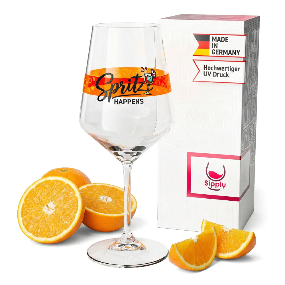 Sipply Aperitifglas Summer Vibes mit Spruch Spritz Happens 0,5l mit Transparenz-Effekt