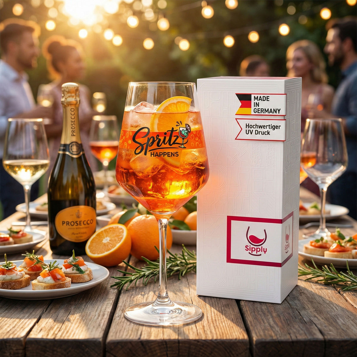 Sipply Aperitifglas Summer Vibes mit Spruch Spritz Happens 0,5l mit Transparenz-Effekt – Ansicht 2