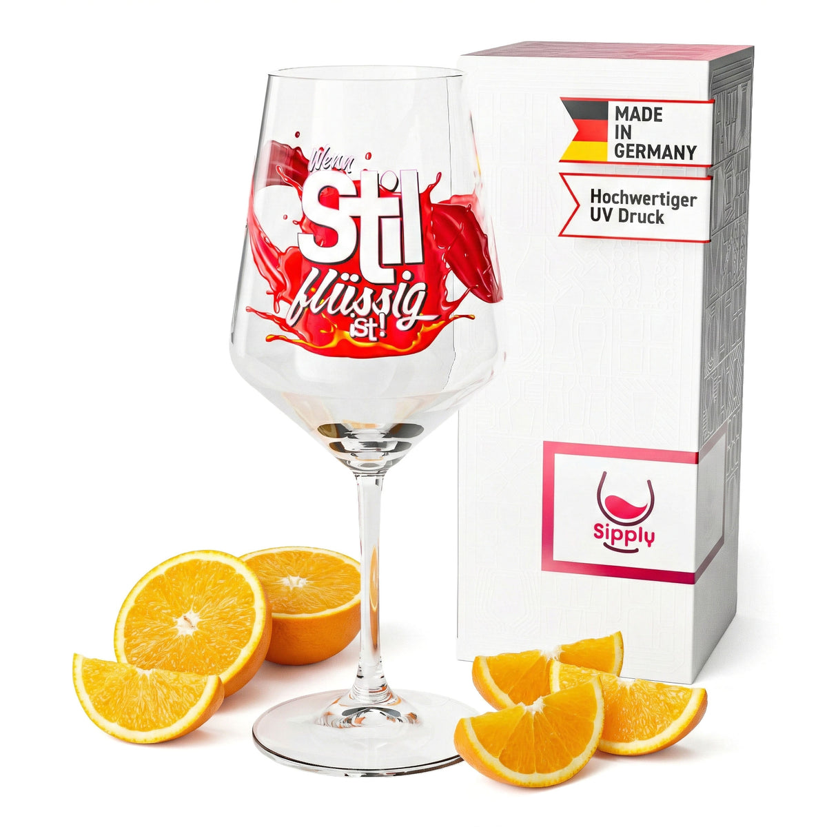 Sipply Aperitifglas Summer Vibes mit Spruch Wenn Stil flüssig ist! 0,5l