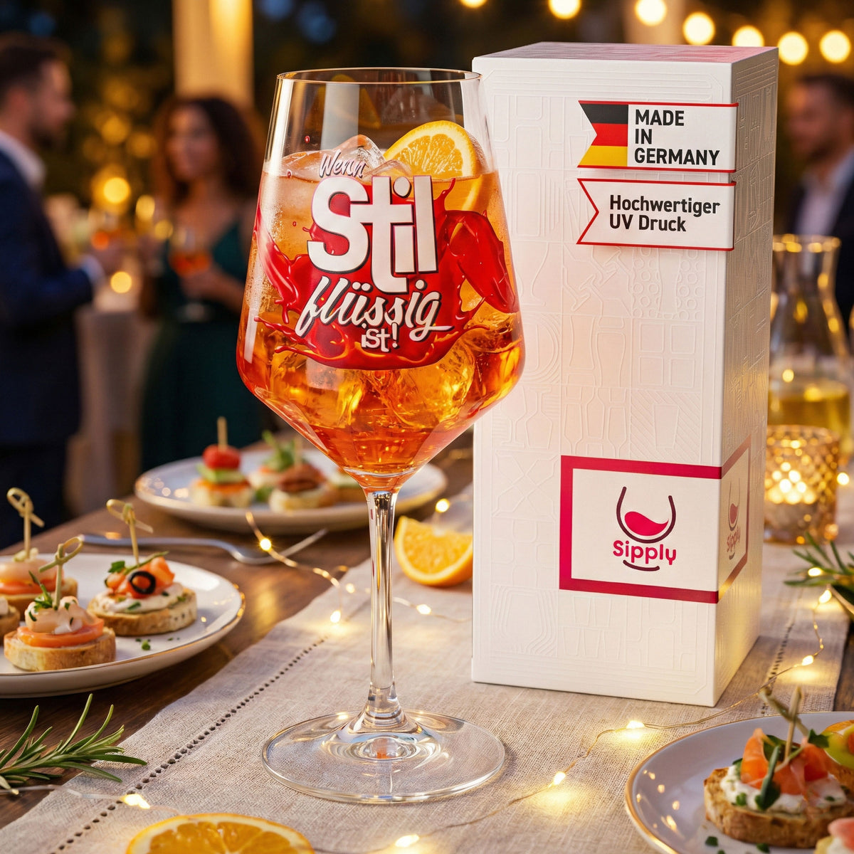 Sipply Aperitifglas Summer Vibes mit Spruch Wenn Stil flüssig ist! 0,5l mit Transparenz-Effekt – Ansicht 2