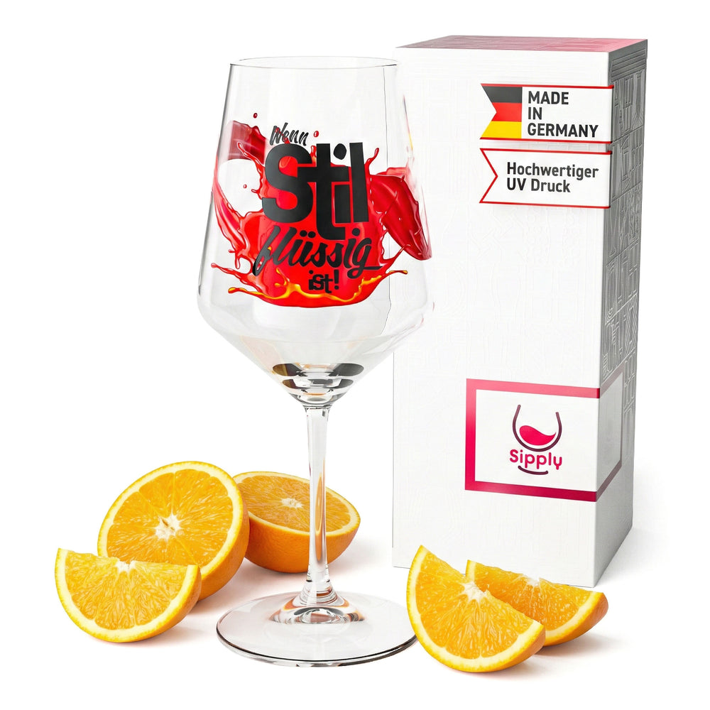 Sipply Aperitifglas Summer Vibes mit Spruch Wenn Stil flüssig ist! 0,5l