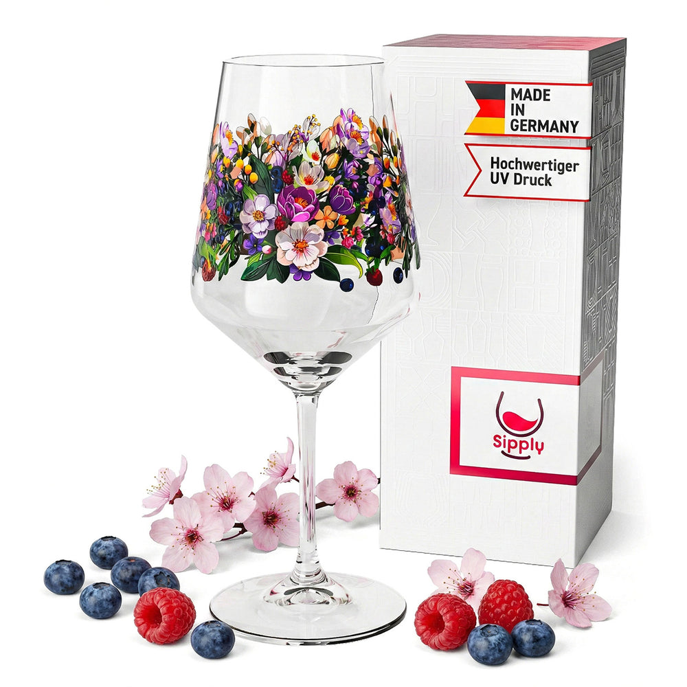 Sipply Aperitifglas Summer Vibes mit Wildbeeren-Motiv für Spritz Getränke Cocktails 0,5l mit Transparenz-Effekt