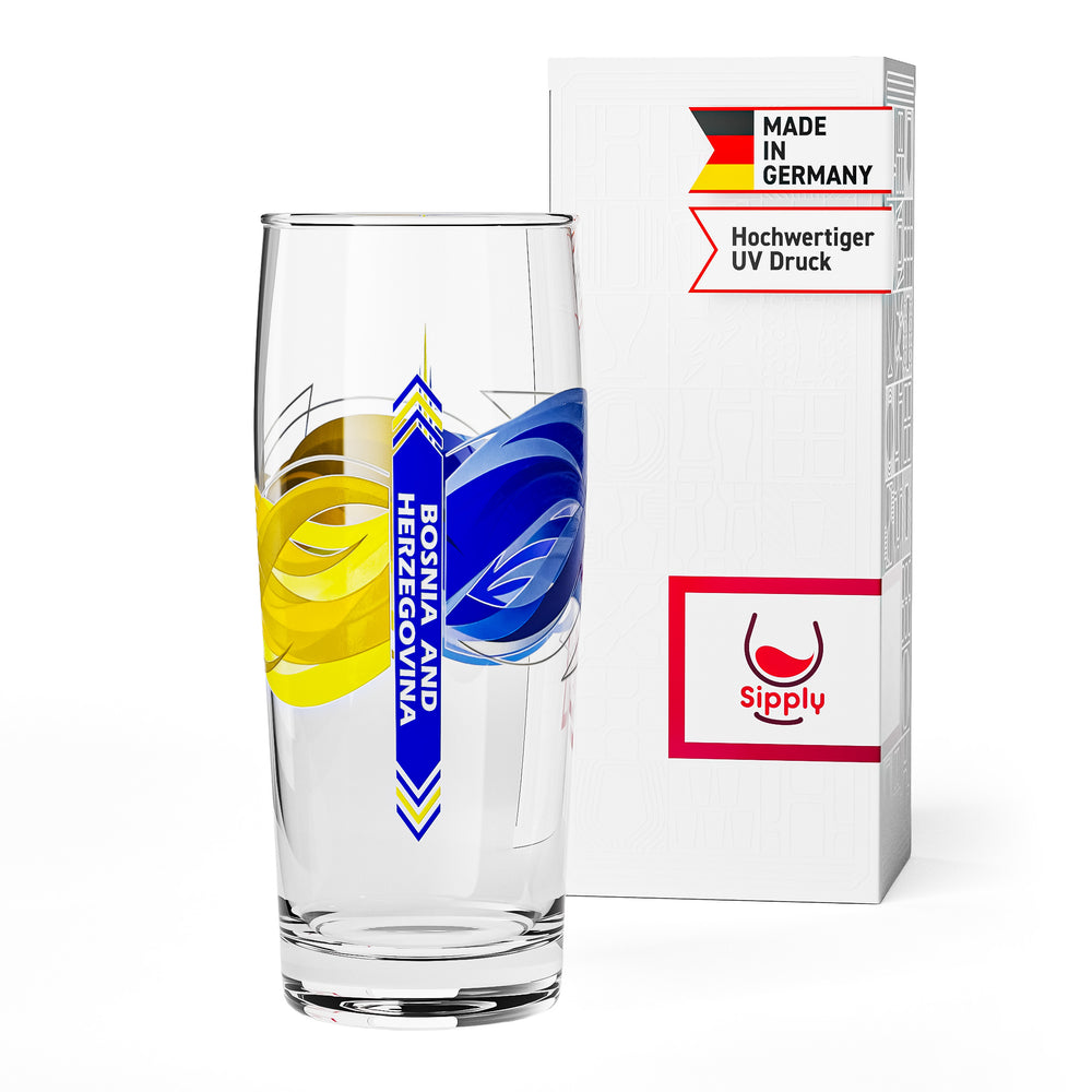 Sipply Bierglas Willibecher 0,5l mit deiner Landes-Flagge Bosnien-Herzegowina