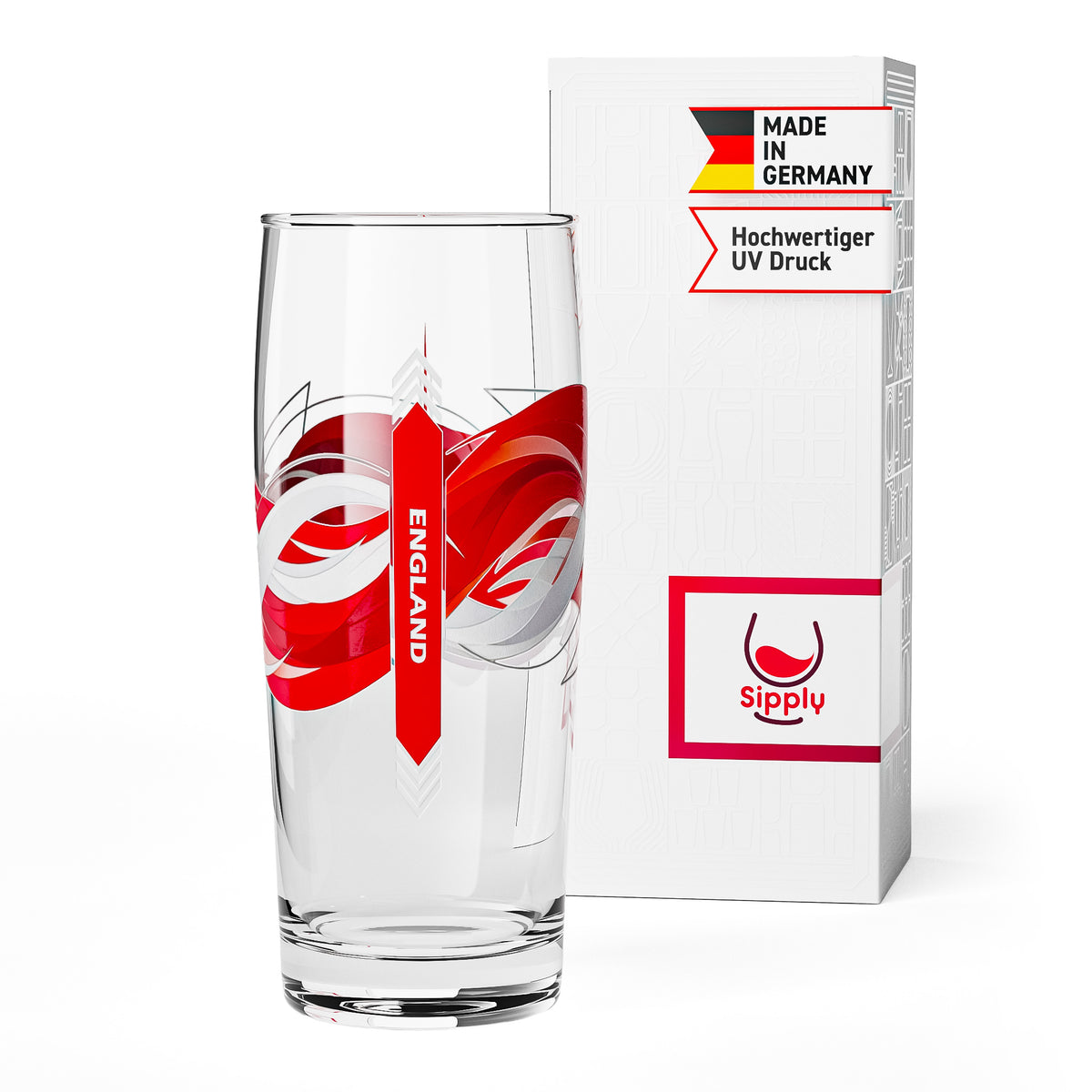 Sipply Bierglas Willibecher 0,5l mit deiner Landes-Flagge England