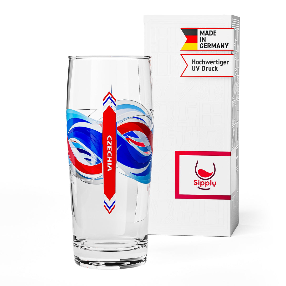 Sipply Bierglas Willibecher 0,3l mit deiner Landes-Flagge Tschechoslowakei