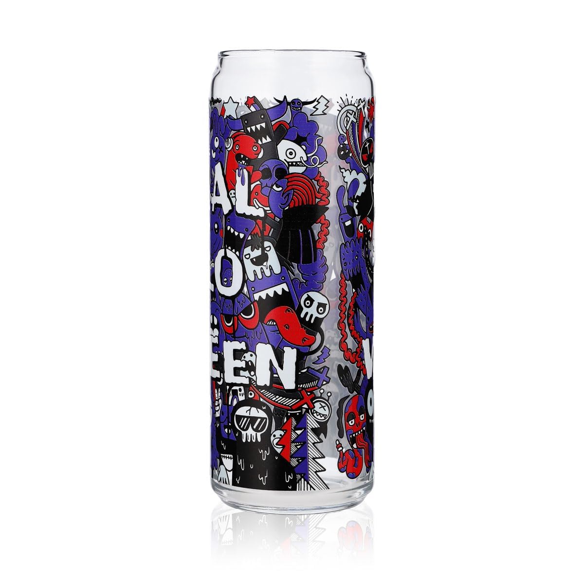 Sipply Trinkglas mit Halloween-Motiv Doodle Lila als UV-Druck Can Glass 370ml – Ansicht 3
