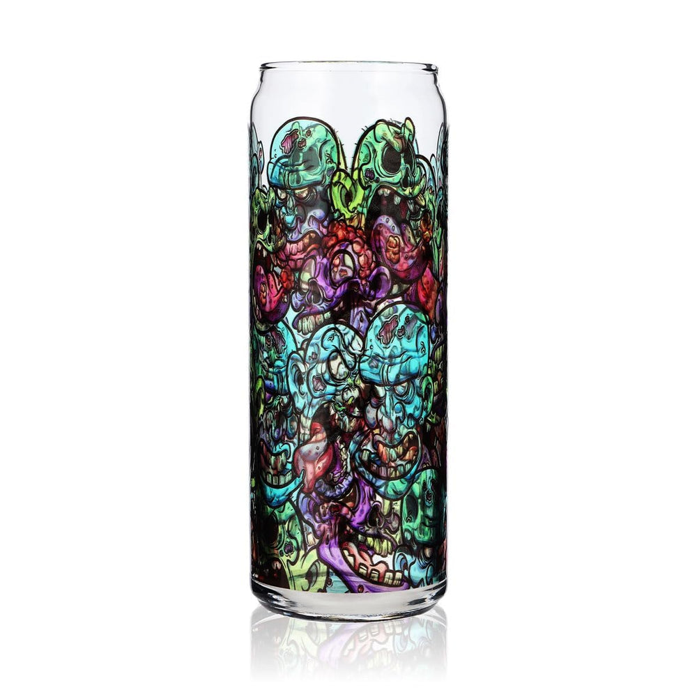 Sipply Trinkglas mit Halloween-Motiv Doodle Zombie Icons als UV-Druck Can Glass 370ml