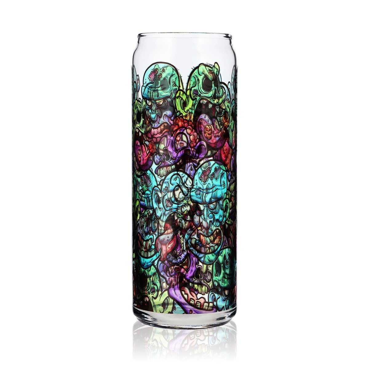 Sipply Trinkglas mit Halloween-Motiv Doodle Zombie Icons als UV-Druck Can Glass 370ml