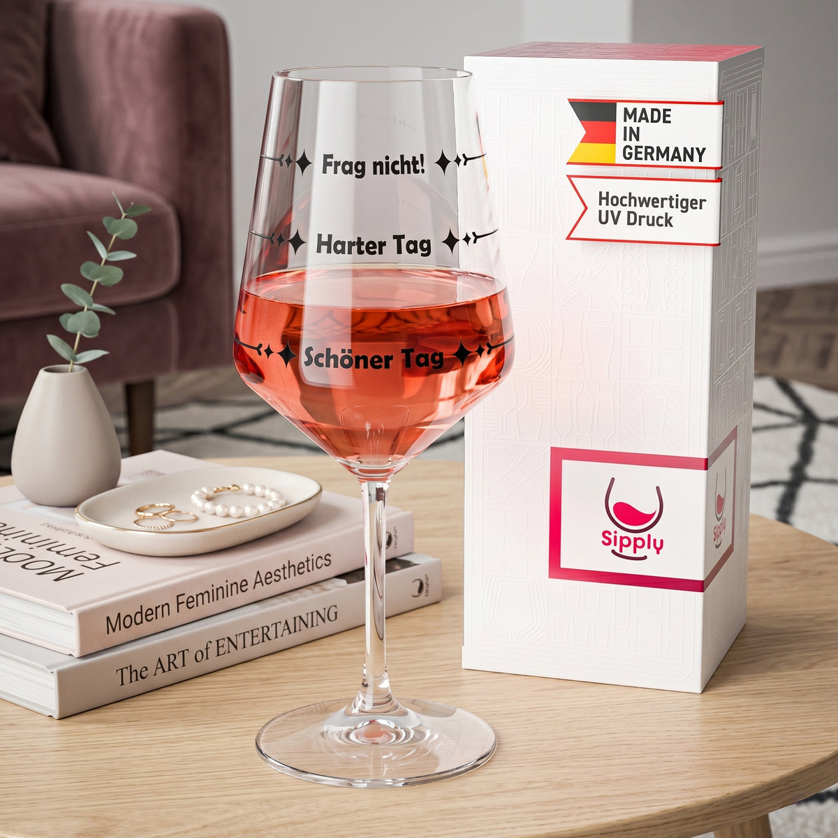Sipply Weinglas mit Spruch Frag nicht Harter Tag Schöner Tag V1 0,5l – Ansicht 3