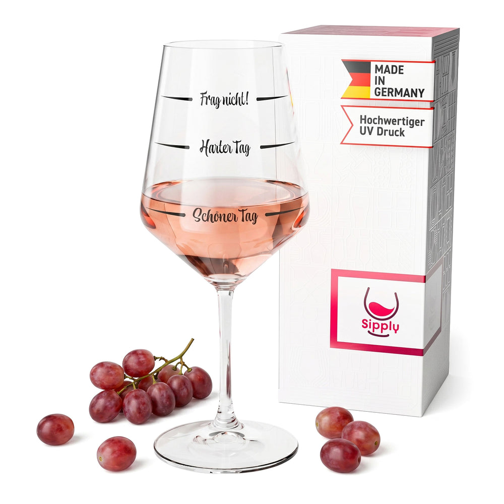 Sipply Weinglas mit Spruch Frag nicht Harter Tag Schöner Tag V2 0,5l