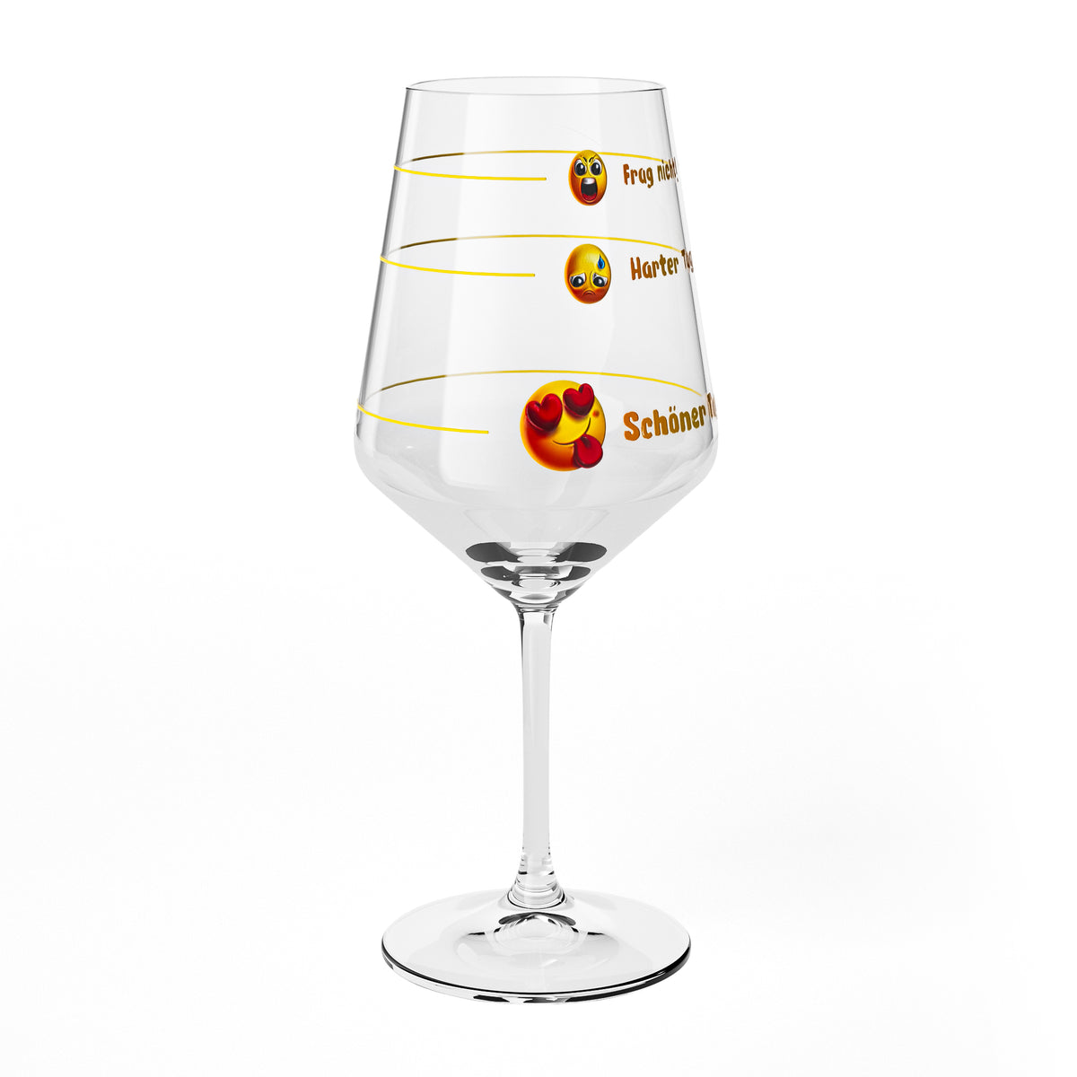 Sipply Weinglas mit Spruch Frag nicht Harter Tag Schöner Tag mit Emoji 0,5l – Ansicht 6