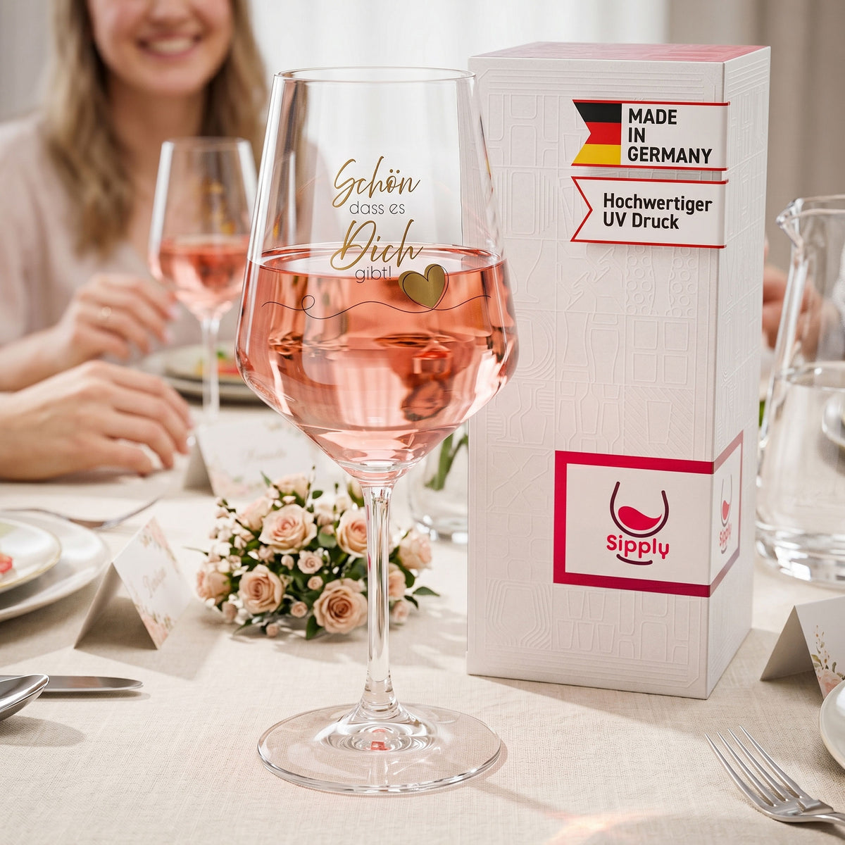 Sipply Weinglas mit Spruch Schön dass es Dich gibt! 0,5l – Ansicht 3