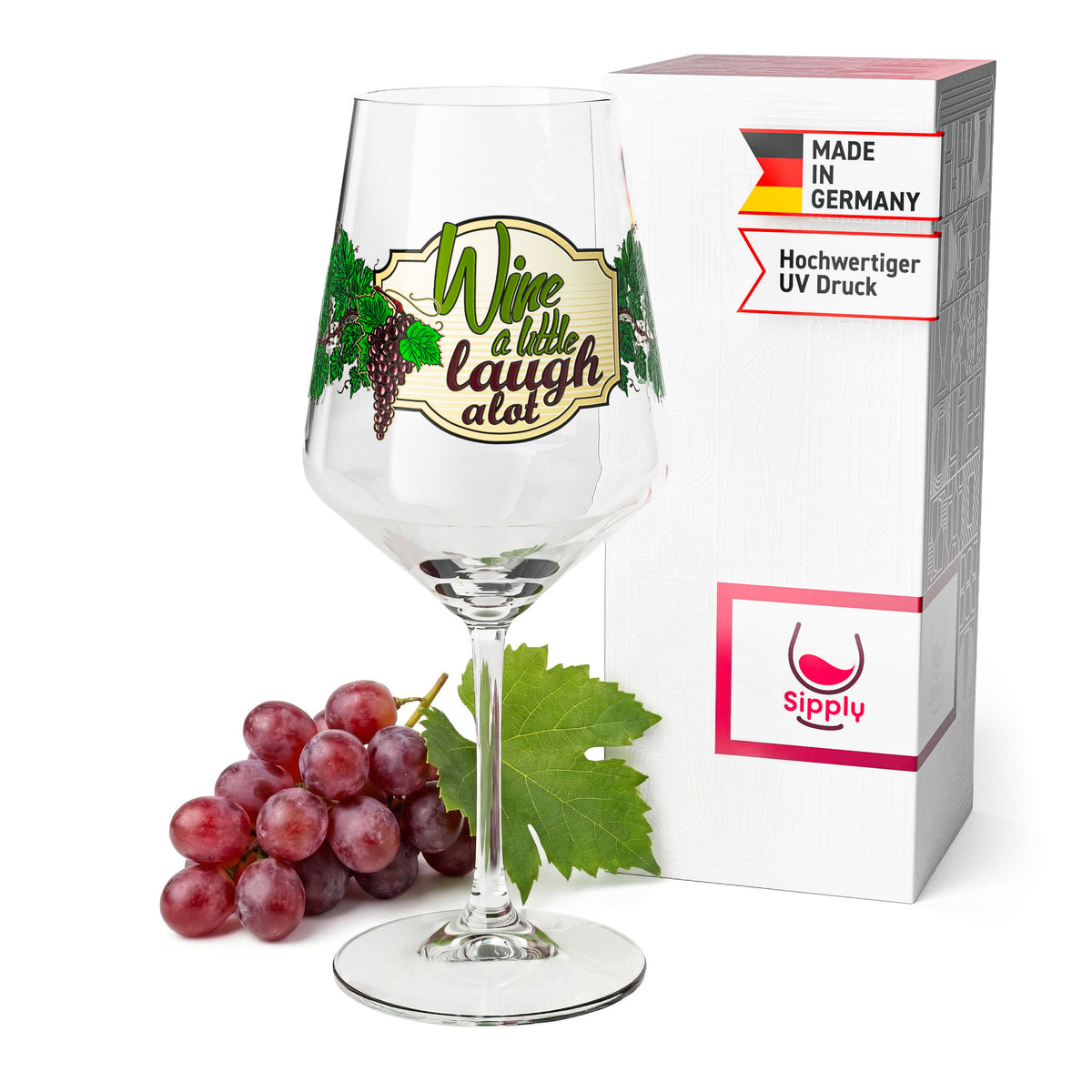 Sipply Weinglas mit Spruch Wine a little laugh a lot 0,5l