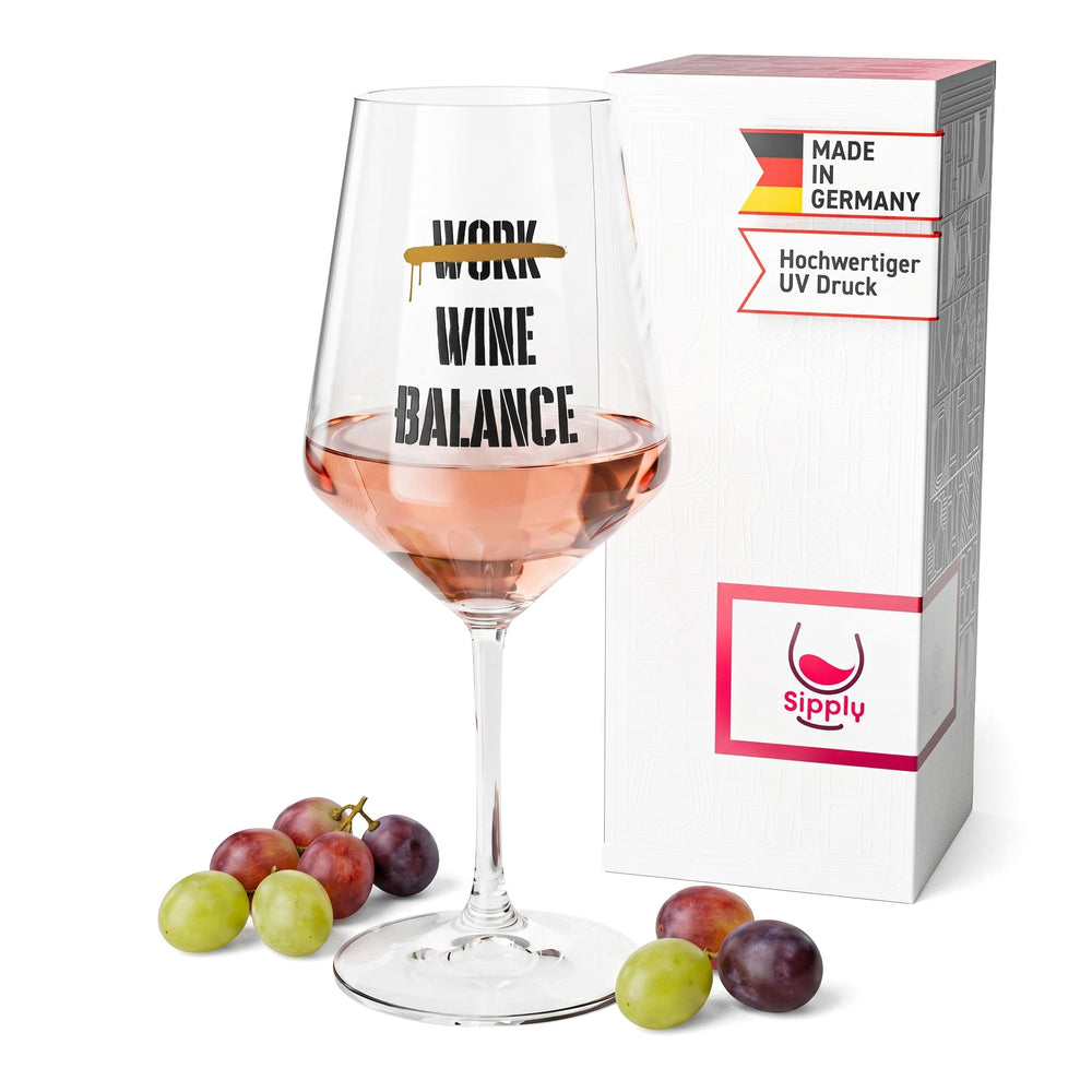 Sipply Weinglas mit Spruch Work Wine Balance 0,5l