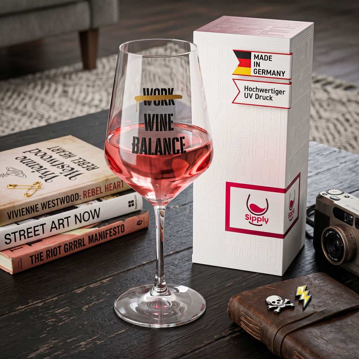 Sipply Weinglas mit Spruch Work Wine Balance 0,5l – Ansicht 3