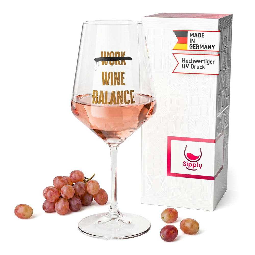 Sipply Weinglas mit Spruch Work Wine Balance 0,5l