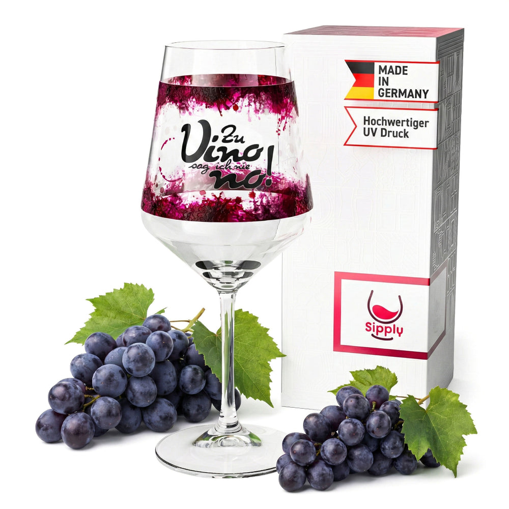 Sipply Weinglas mit Spruch Zu Vino sag ich nie no! 0,5l mit Transparenz-Effekt