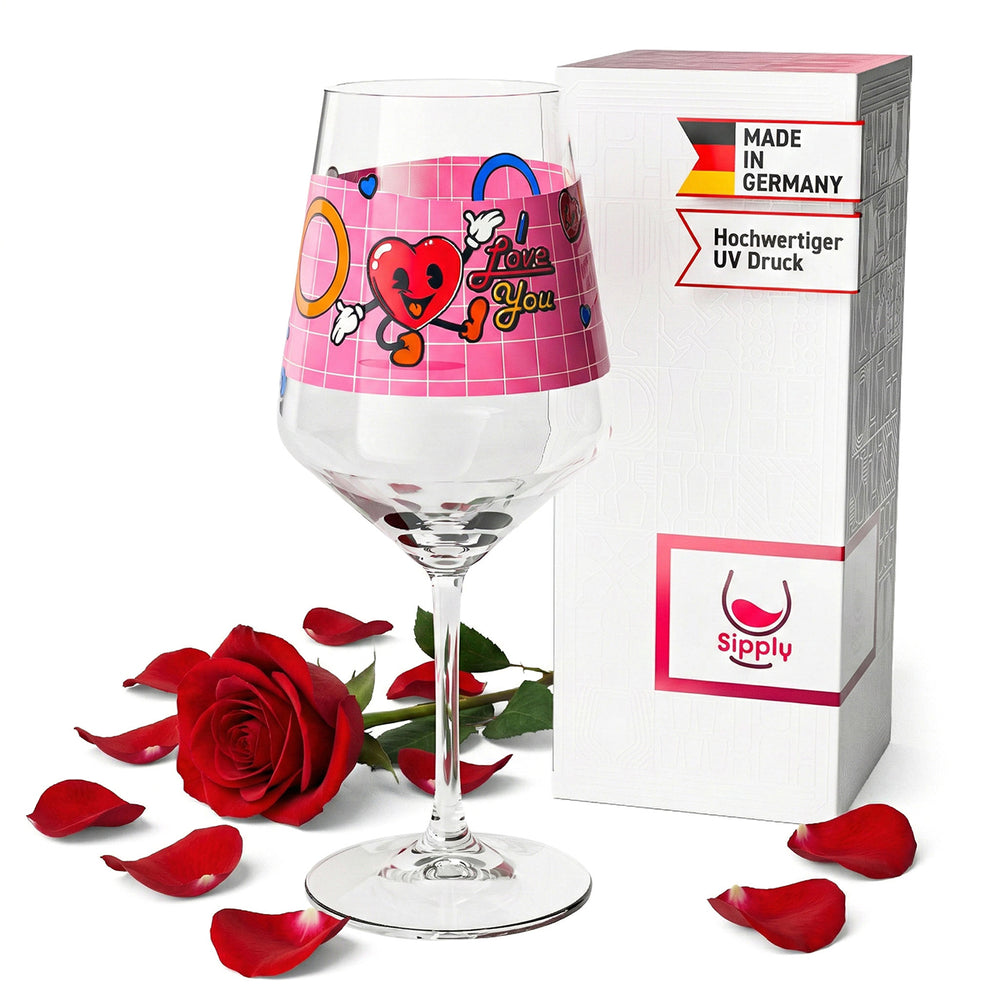Sipply Weinglas zum Valentinstag "I Love You" Herz Geschenk 0,5l