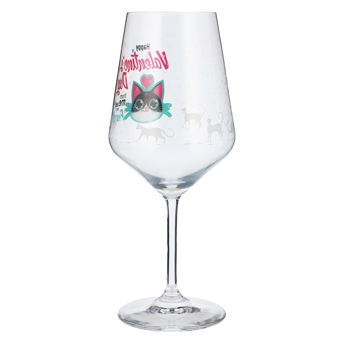 Sipply Weinglas zum Valentinstag mit Katze + Spruch "Happy Valentines Day" Geschenk 0,5l – Ansicht 8