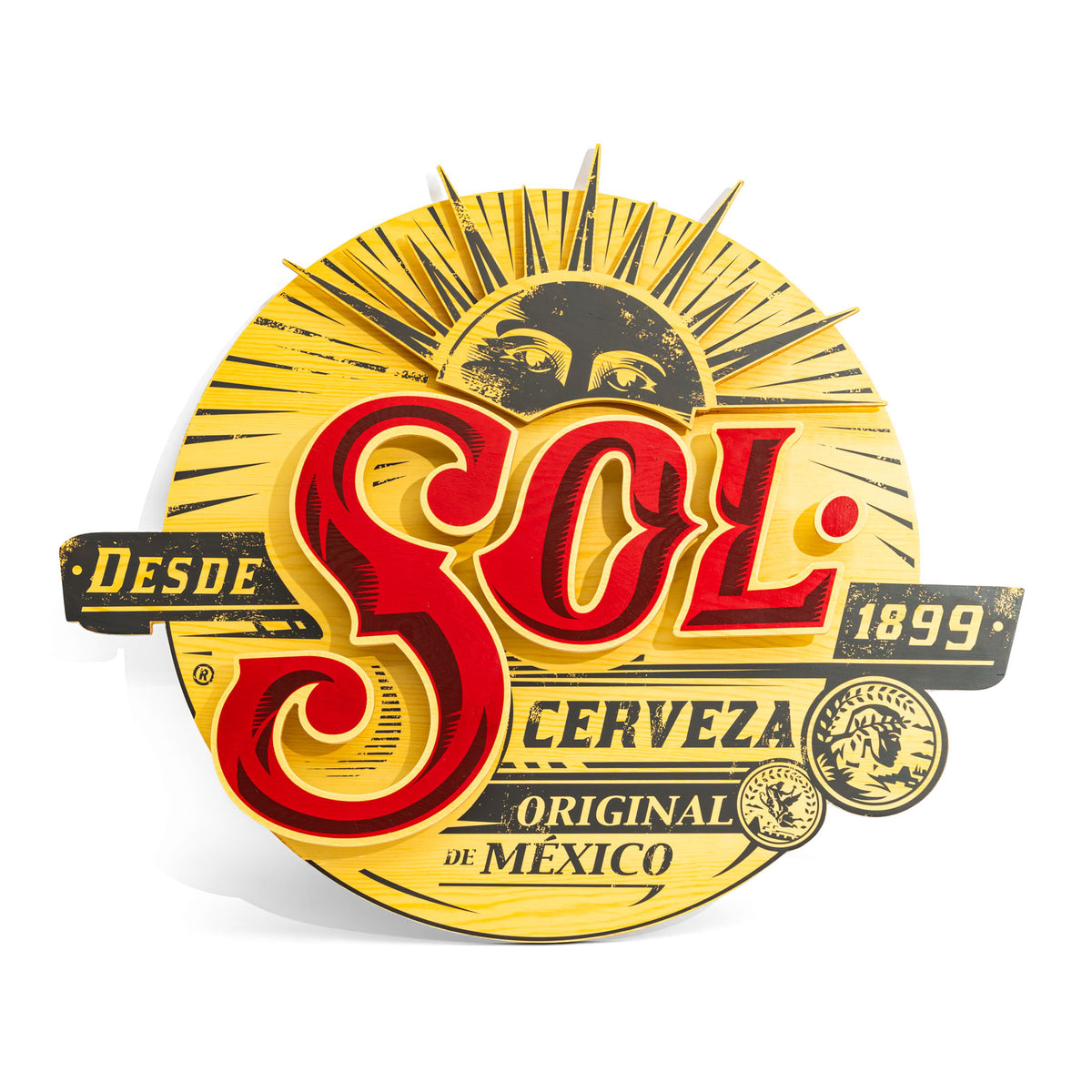 Sol Bier Echtholz LED Leuchtreklame Leuchtwerbung "Cerveza 1899" – Ansicht 2