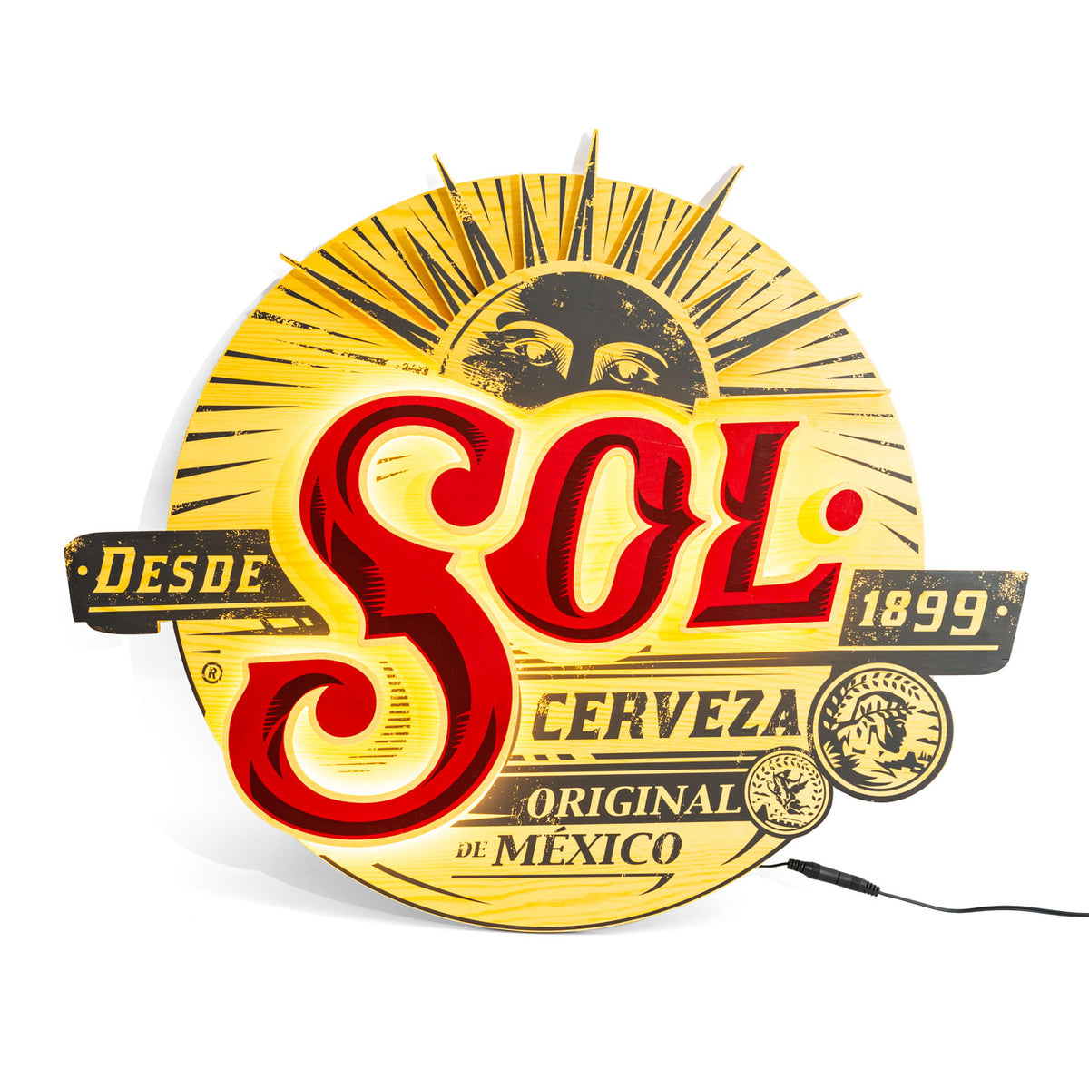 Sol Bier Echtholz LED Leuchtreklame Leuchtwerbung "Cerveza 1899" – Ansicht 4