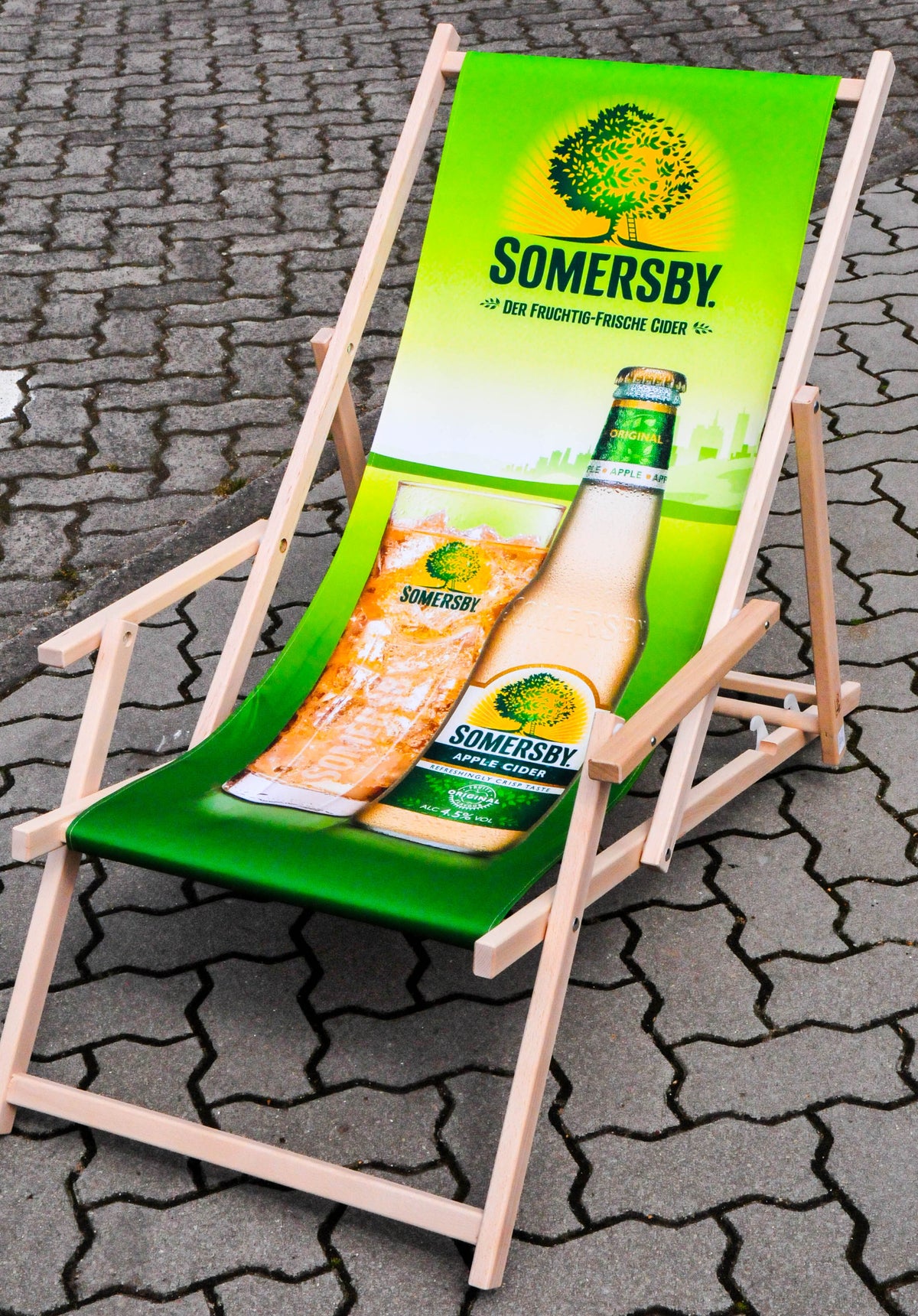 Somersby Cider Liegestuhl Strandstuhl Klappliege aus Buchenholz