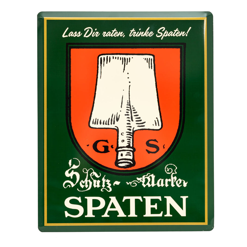 Spaten Bier Blechschild 50x40 cm Grün "Lass dir raten, trink Spaten" Wand Reklame