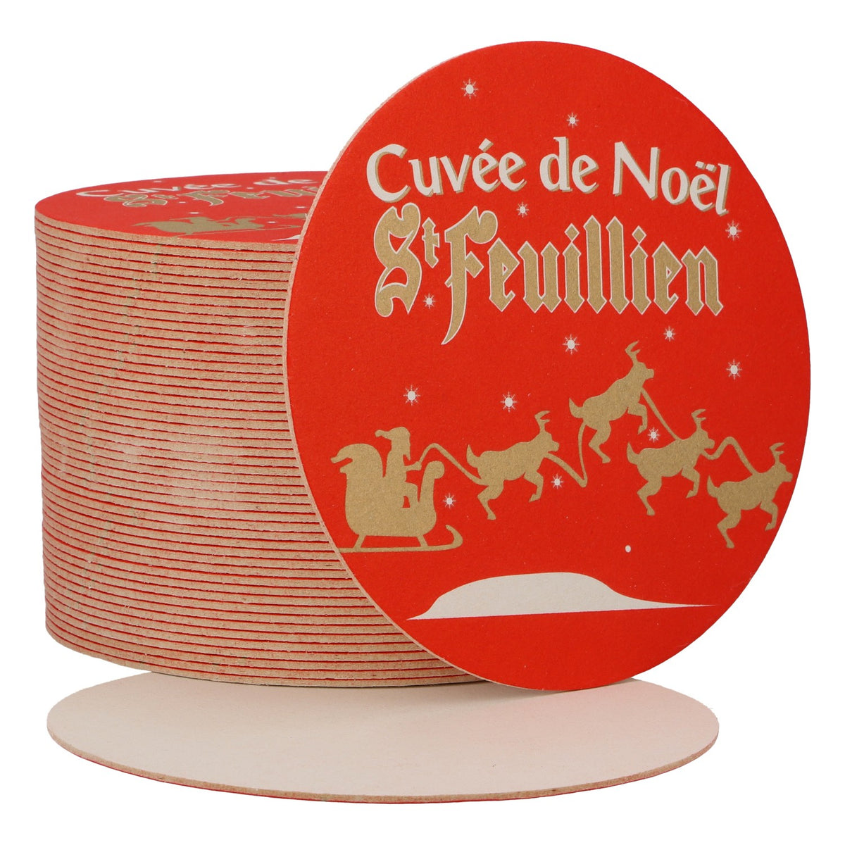 St. Feuillen Bier Bierdeckel Untersetzer neu Papier rot Coaster Glasuntersetzer