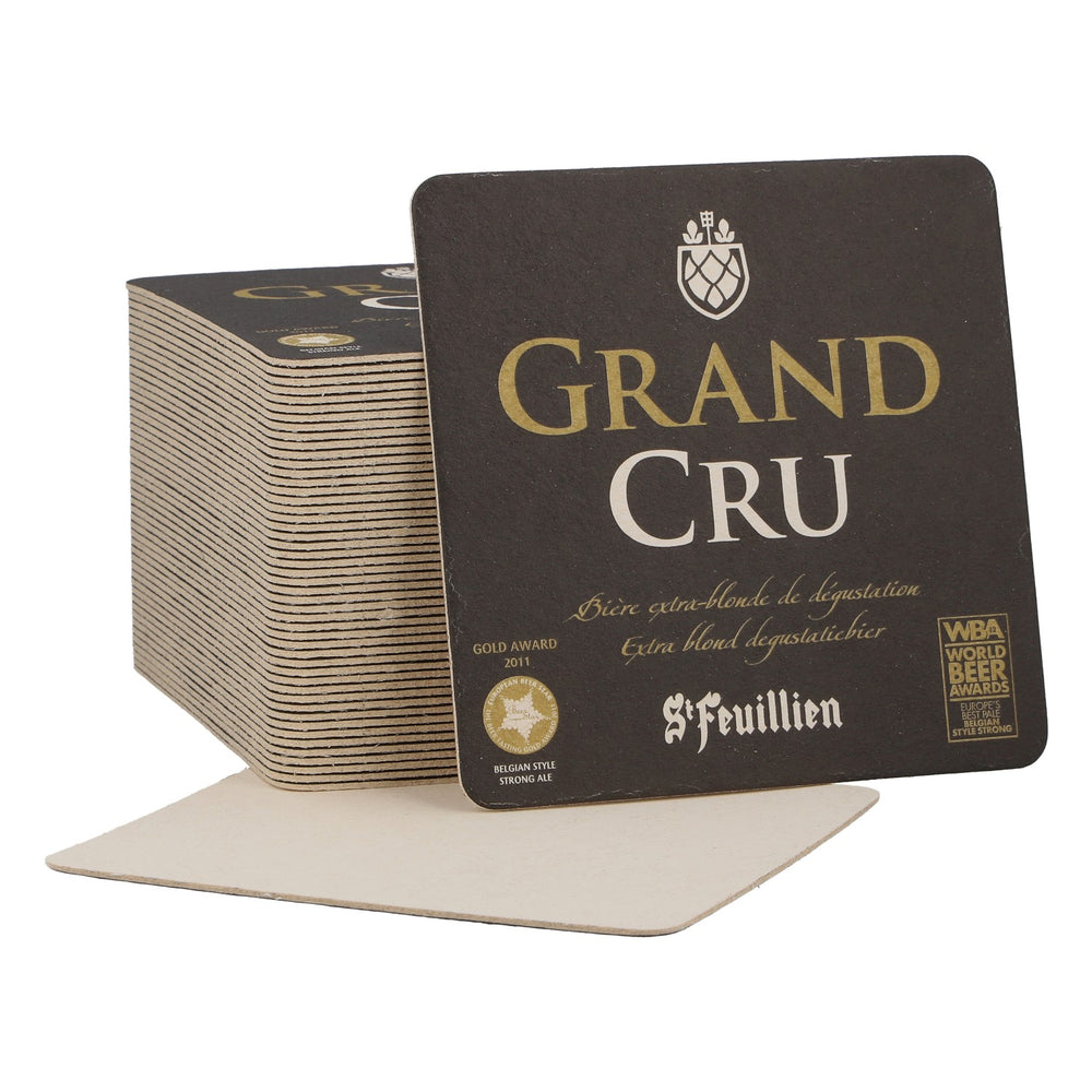 St. Feuillen Bier Bierdeckel Untersetzer neu Papier schwarz Coaster Bierfilz