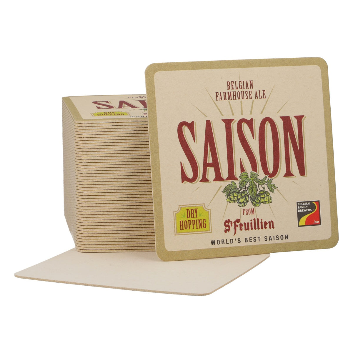 St. Feuillen Bier Bierdeckel Untersetzer neu Papier weiß Coaster Glasuntersetzer