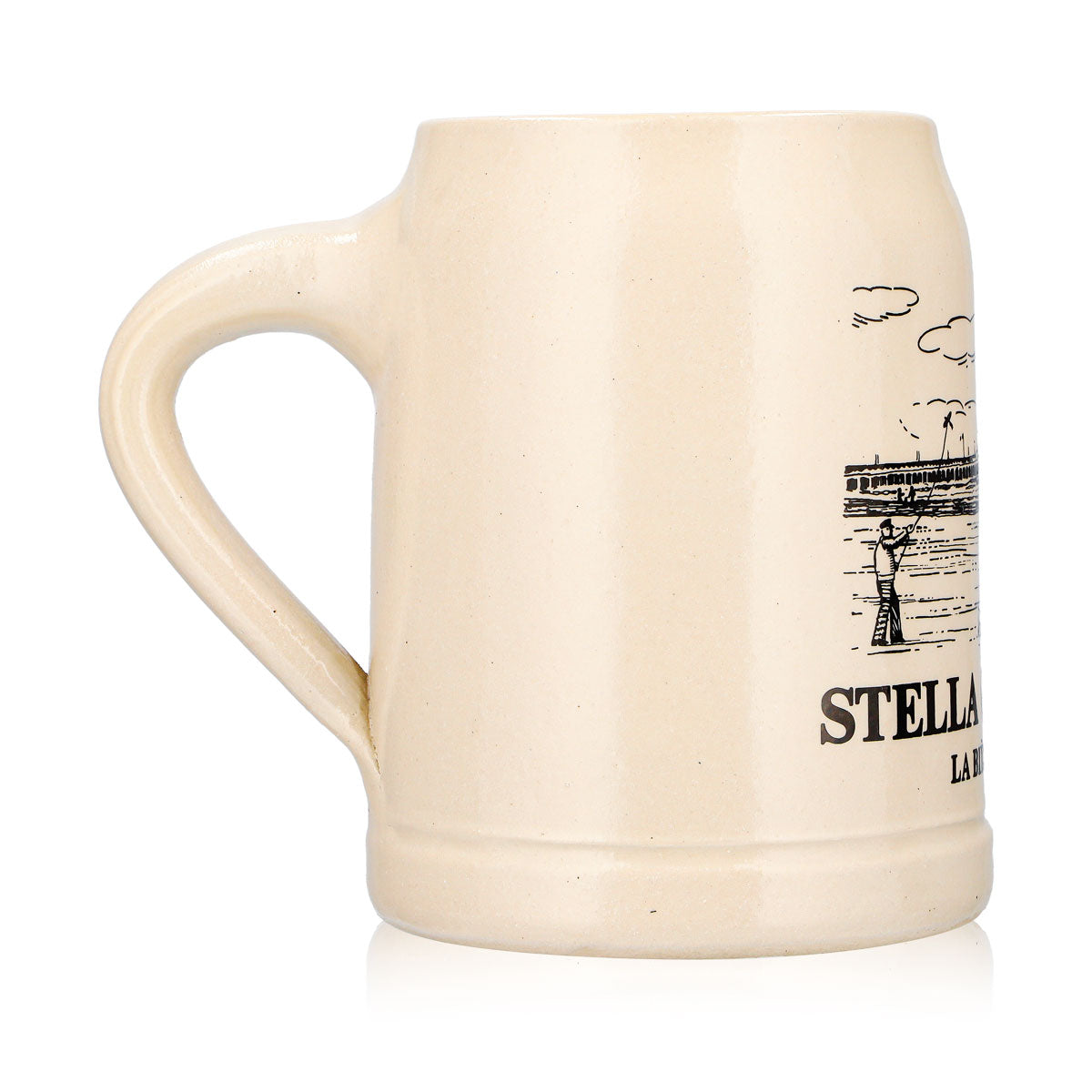 Stella Artois Bier Glas Tonkrug Bierkrug 0,5l Strand Motiv La Biere Belge Ton – Ansicht 4
