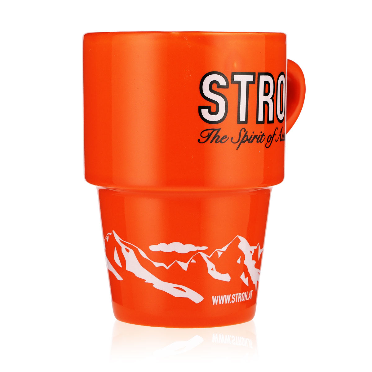 Stroh Rum Glas Keramik-Tasse Kaffeebecher Orange "Add a little STROH!" – Ansicht 2