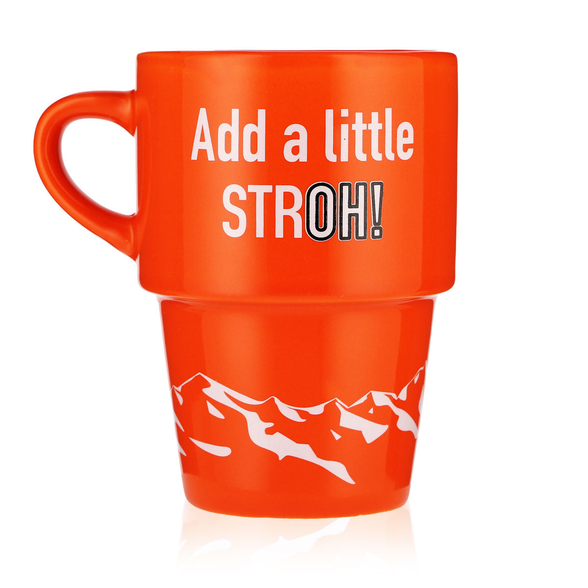 Stroh Rum Glas Keramik-Tasse Kaffeebecher Orange "Add a little STROH!" – Ansicht 4