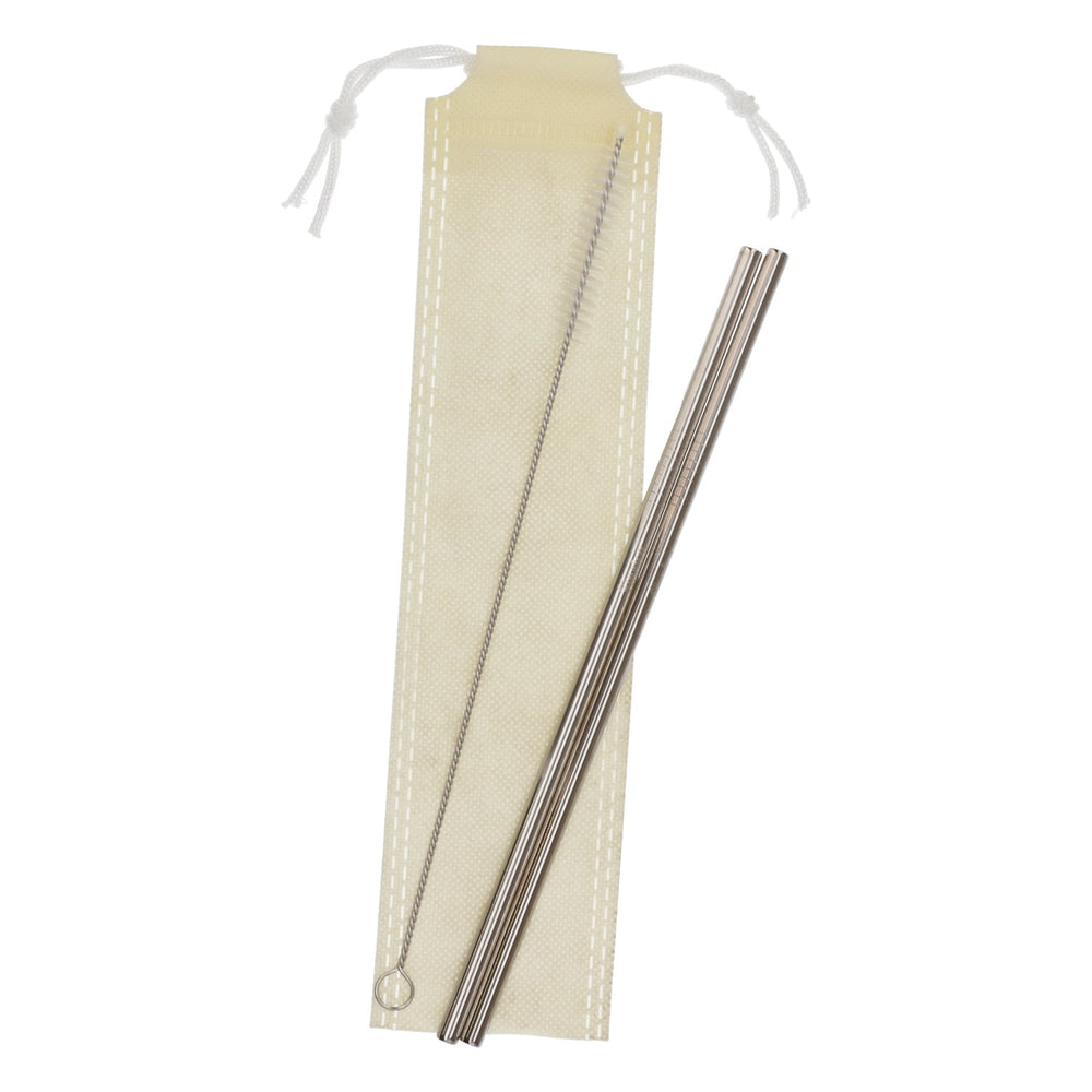 Strohhalm "Steel" "Seinalco" Silber/Beige inkl. Reinigungsbürste und Beutel