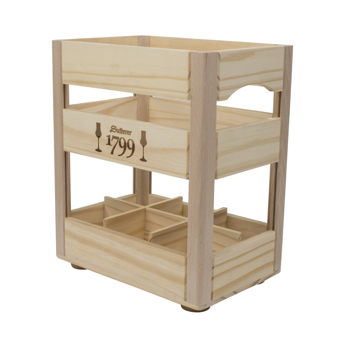 Sutterer 1799 Grappa Holzkiste Tablett Flaschen Träger Deko Kiste Box Behälter