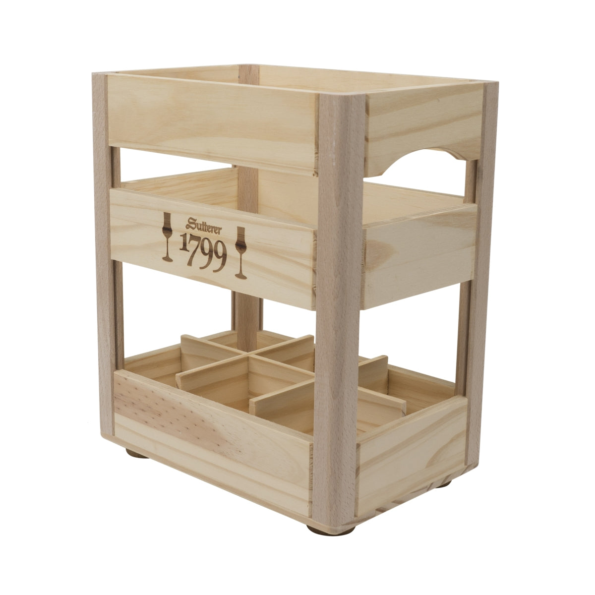 Sutterer 1799 Grappa Holzkiste Tablett Flaschen Träger Deko Kiste Box Behälter – Ansicht 2