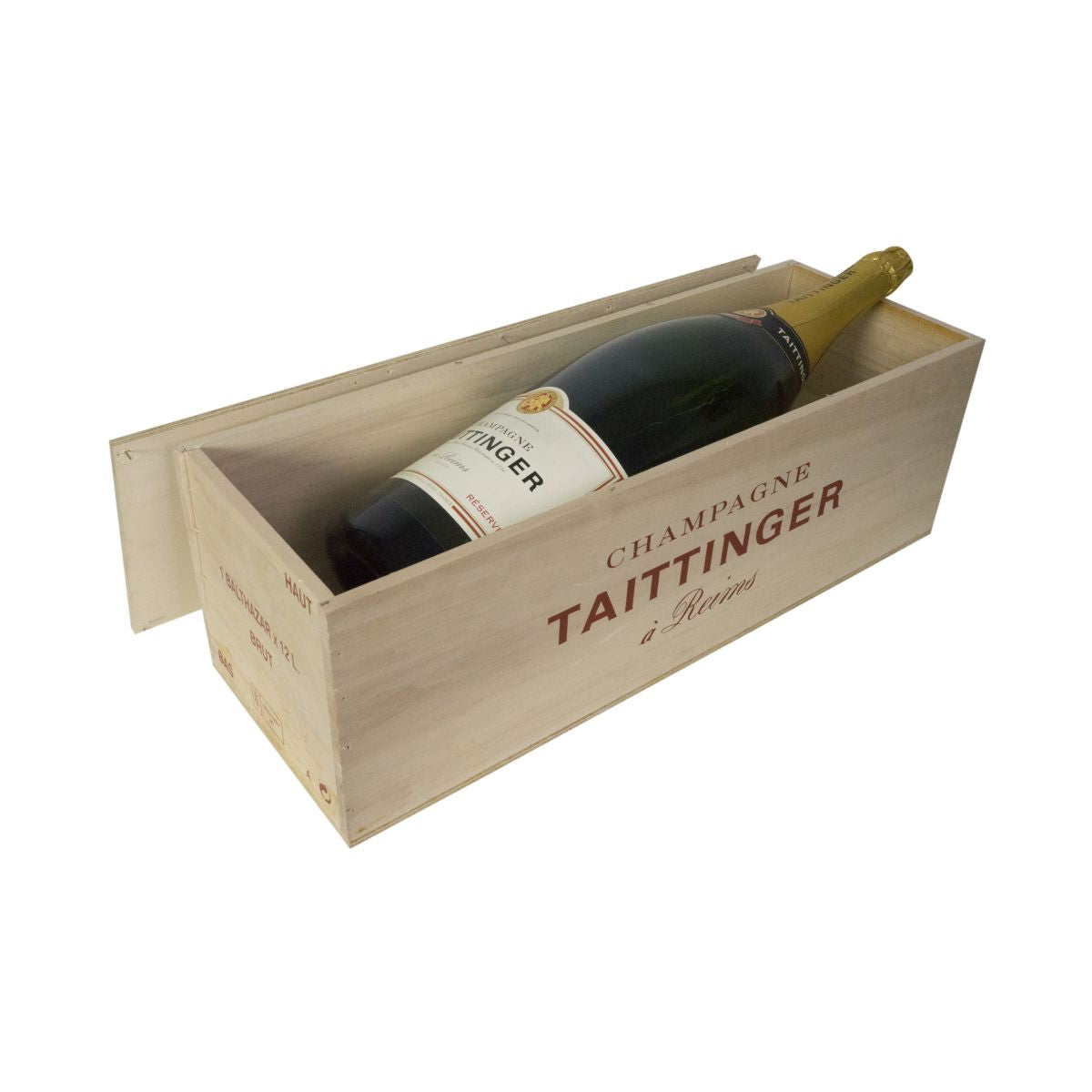 Taittinger Champagner Showflasche Balthazar 12l Holzbox LEERER DUMMY Dekoration – Ansicht 3