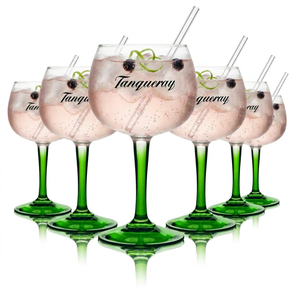 Tanqueray Ballongläser 0,59l – 6er Set Copa Gin Tonic Stielgläser XXL Grün