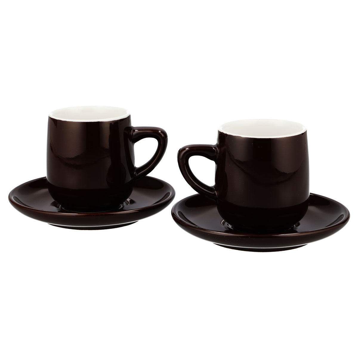 Tchibo Kaffee Glas Keramik 2er Set Espresso Tassen mit Untertasse braun – Ansicht 2