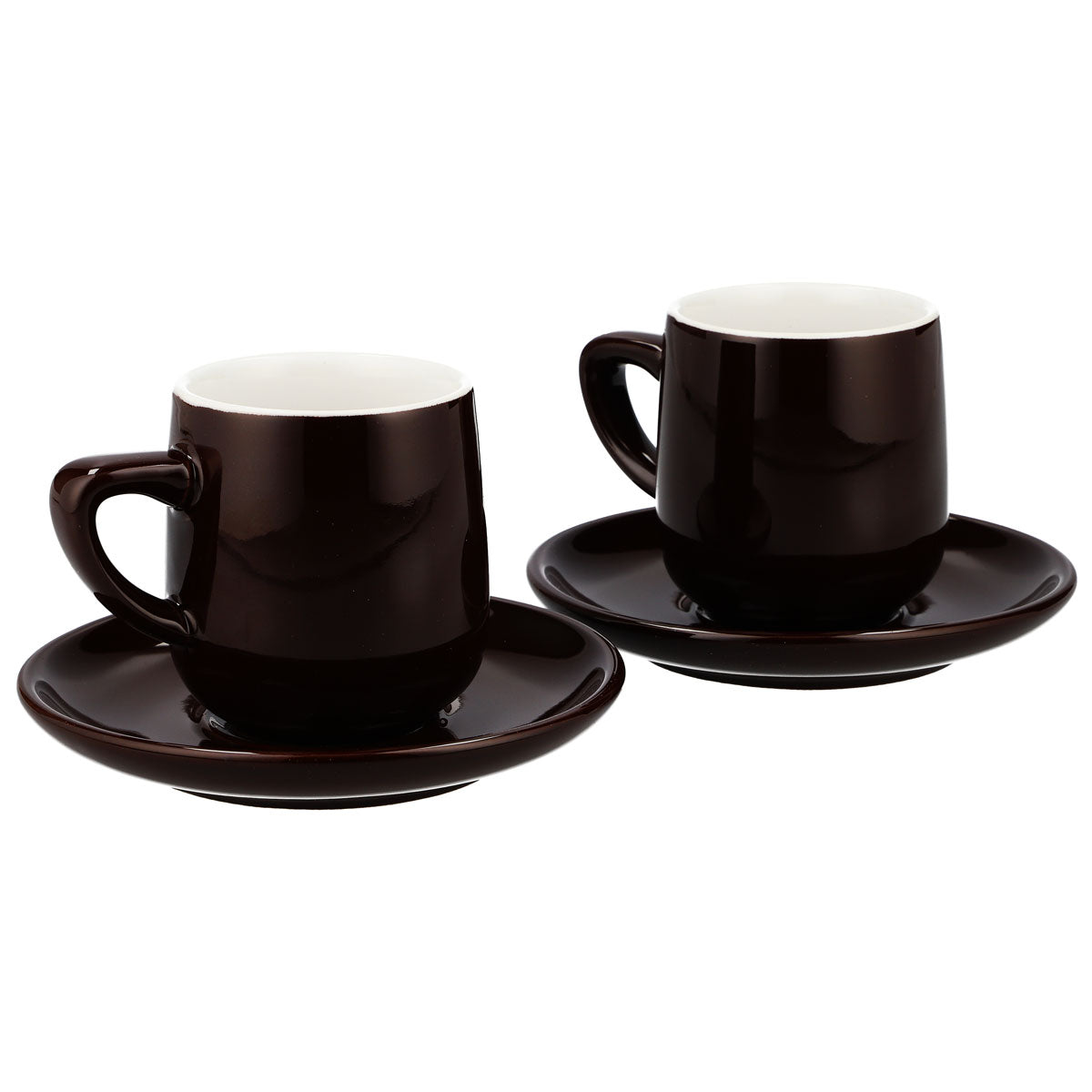 Tchibo Kaffee Glas Keramik 2er Set Espresso Tassen mit Untertasse braun – Ansicht 3