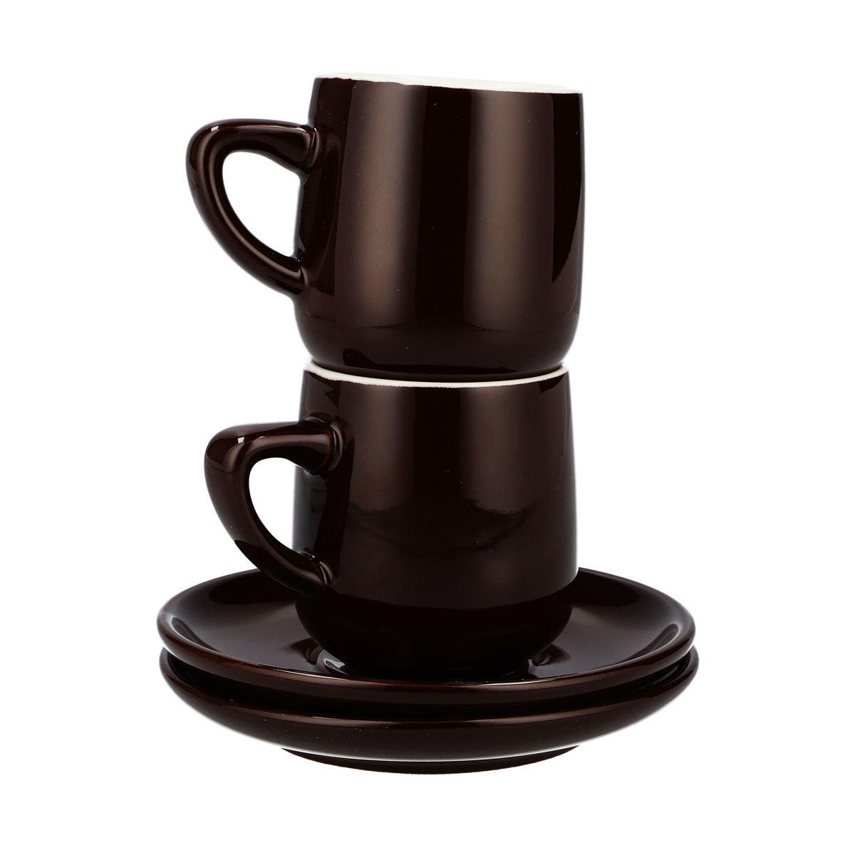 Tchibo Kaffee Glas Keramik 2er Set Espresso Tassen mit Untertasse braun – Ansicht 4