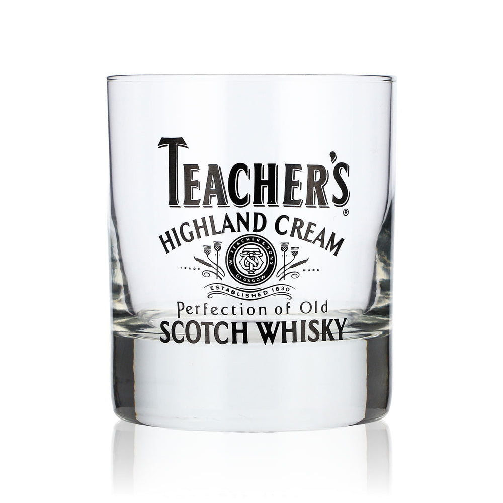 Teachers Whiskey Glas 0,2l Tumbler Logo schwarz Whiskyglas Old Fashioned Lowball