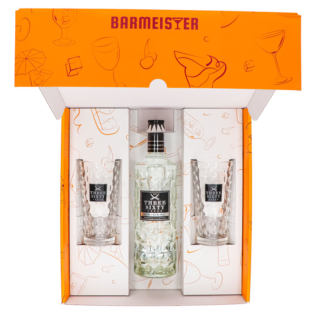 Three Sixty Vodka Geschenkset 0,7l 37,5% + Longdrinkglas I Orange – Ansicht 3