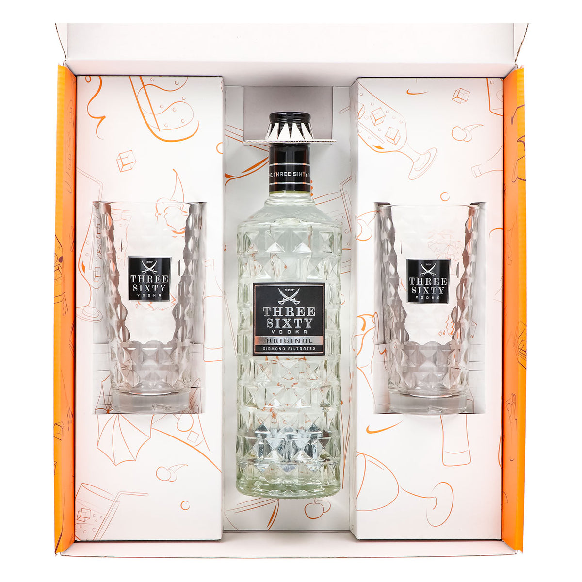 Three Sixty Vodka Geschenkset 0,7l 37,5% + Longdrinkglas I Orange – Ansicht 4