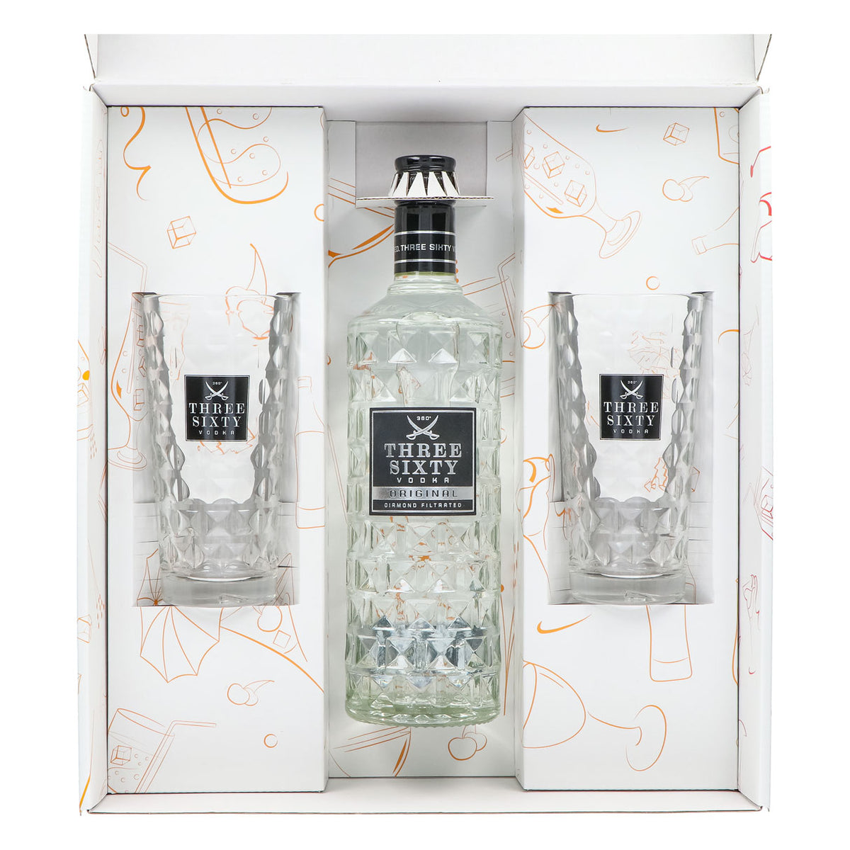 Three Sixty Vodka Geschenkset 0,7l 37,5% + Longdrinkglas I Weiß – Ansicht 4