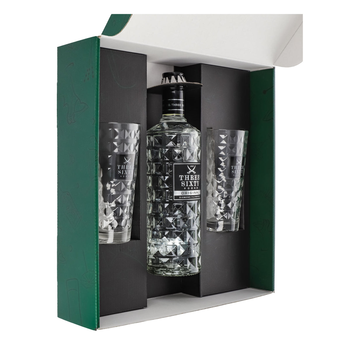 Three Sixty Vodka Geschenkset 0,7l 37,5% + Longdrinkglas I Grün – Ansicht 5