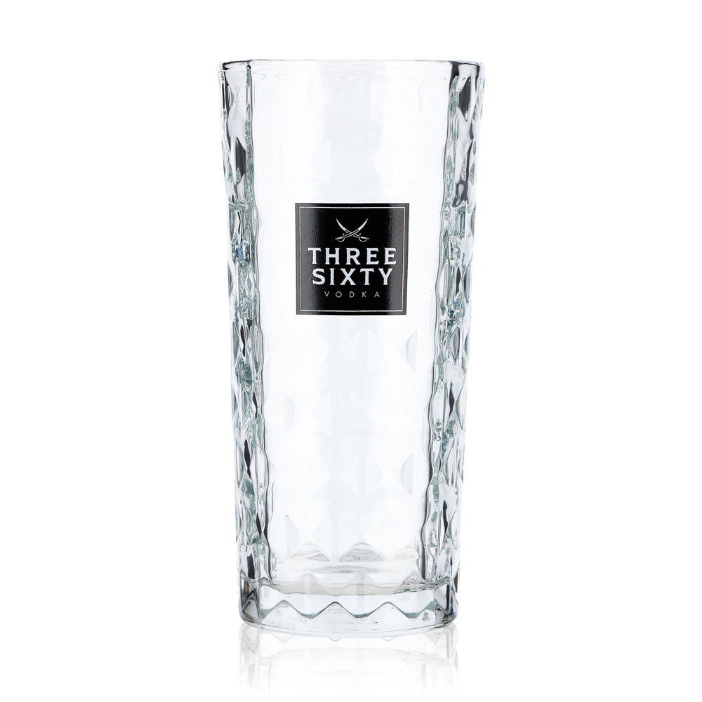 Three Sixty Vodka Glas 0,3l Longdrinkglas Eckige Ausführung Relief Cocktailglas