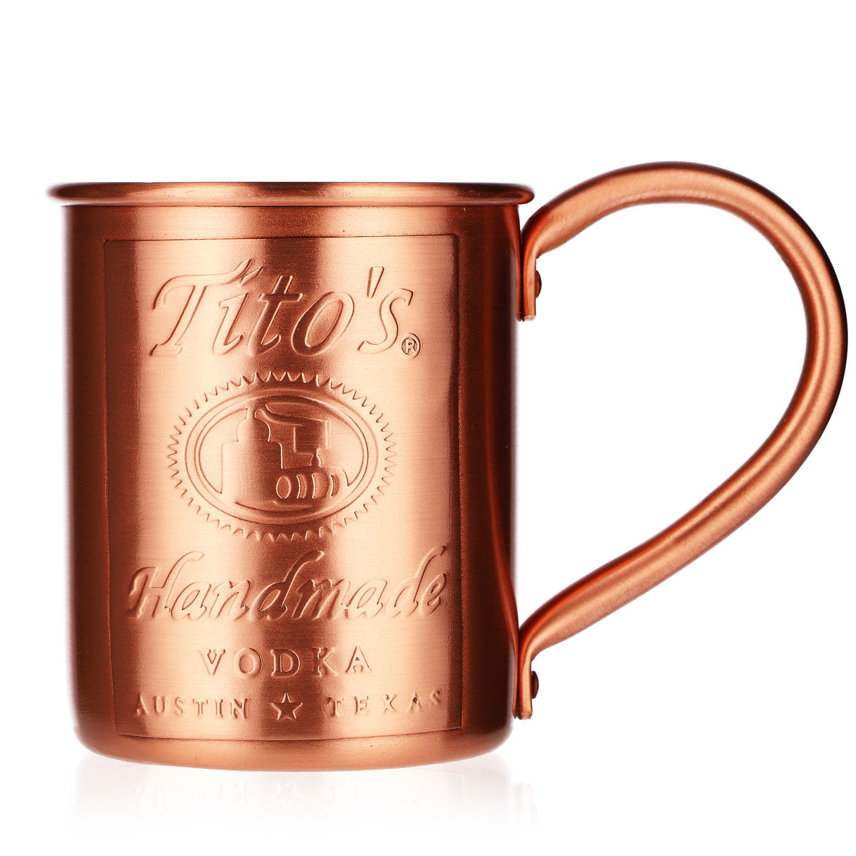 Titos Vodka Glas mit Henkel Kupfer Kupferbecher